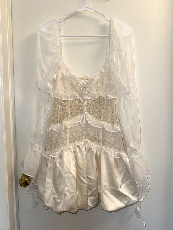 For Love And Lemons Dresses & Skirts - For Love And Lemons | Lea Lace Long Sleeve Mini Dress | White | Large | NWT